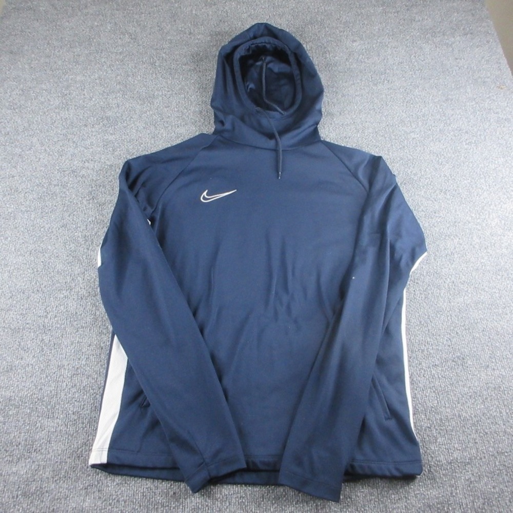 Nike Hoodie Mens M Blue Academy Sweatshirt Swoosh Logo Fleece Workout Gym